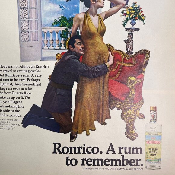 Ronrico Rum Vintage Print Ad 1968 Puerto Rican WWI Flying Ace NYC General Wine u - Picture 2 of 5